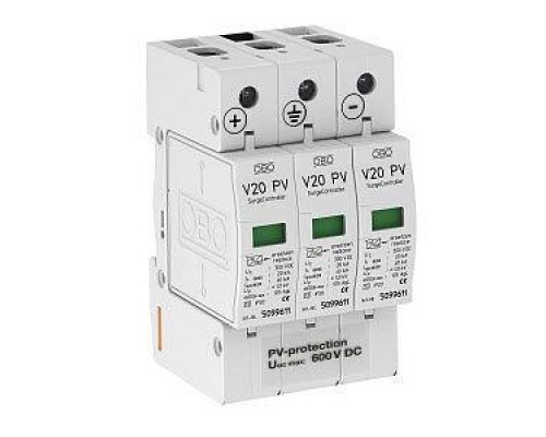 Устройство защиты от импульсных перенапр. УЗИП для фотогальванических сетей 3 пол. (Класс II) 600В V20-C 3PH-600 OBO 5094605