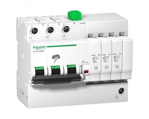 Устройство защиты от импульсных перенапряжений УЗИП со встроен. защ. IQUICK IQUICK PRD 3П 8кА с картриджами SchE A9L16299
