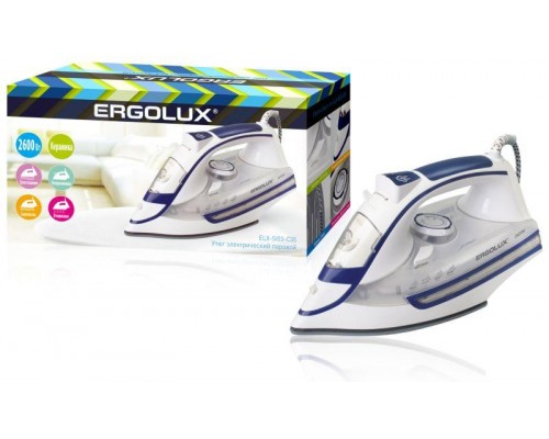 Утюг паровой ELX-SI03-C35 электр. 2600Вт 220-240В керамика бел./син. Ergolux 13128