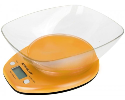 Весы кухонные ELX-SK04-C11 до 5кг со съемной чашей оранж. Ergolux 13606