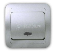 Выключатель 1-кл. 1п СП Mimoza 10А IP20 с подсветкой серебр./серебр. Makel 23421