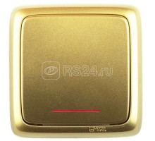 Выключатель 1-кл. ОП Альфа 10А IP20 250В с индикацией с изолир. пластиной зол. HEGEL ВА10-114-07