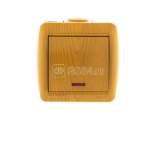 Выключатель 1-кл. ОП Ната 10А IP20 с подсветкой ольха LEZARD 710-0700-111
