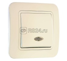Выключатель 1-кл. СП Lillium 10А IP20 с подсветкой крем. /крем. Makel 70221