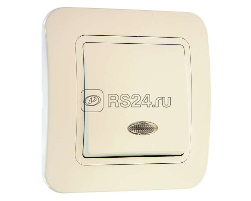 Выключатель 1-кл. СП Lillium 10А IP20 с подсветкой крем. /крем. Makel 70221