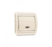 Выключатель 1-кл. СП Mimoza 10А IP20 с подсветкой крем./крем. Makel 25021