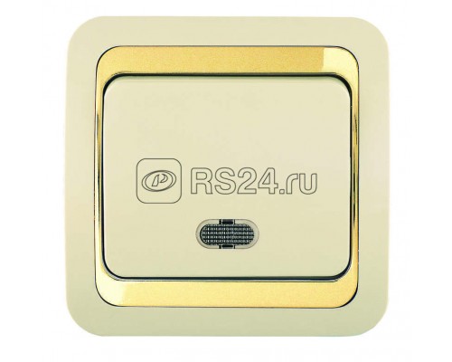 Выключатель 1-кл. СП Mimoza 10А IP20 с подсветкой крем./зол. Makel 12621