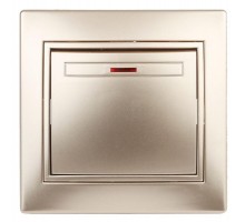 Выключатель 1-кл. СП Plano 10А IP20 1-102-04 250В с подсветкой шампань Intro Б0030035