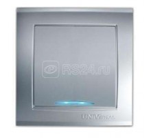 Выключатель 1-кл. СП Бриллиант 10А IP20 с подсветкой серебр. Universal 7949643