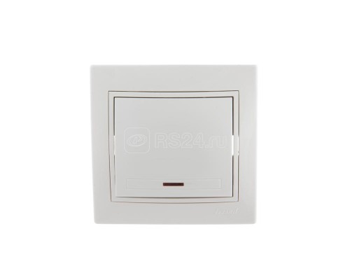 Выключатель 1-кл. СП Мира 10А IP20 с подсветкой с бел. вставкой бел. LEZARD 701-0202-111