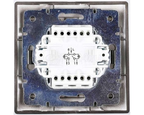 Выключатель 2-кл. 1п СП Мира 10А IP20 со вставкой черн. бархат LEZARD 701-4242-101