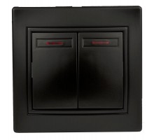 Выключатель 2-кл. 2мод. СП Plano 10А IP20 1-105-05 250В с подсветкой антрацит Intro Б0044564
