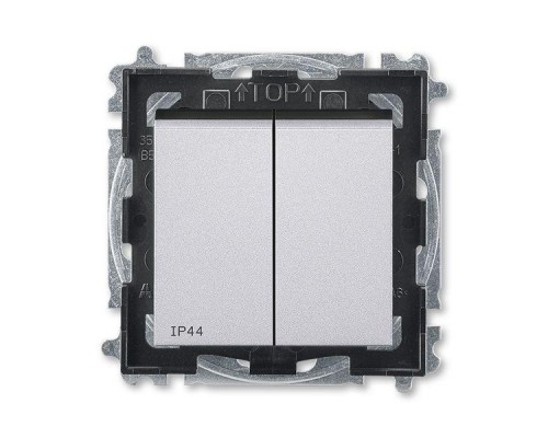 Выключатель 2-кл. Levit IP44 серебр./дым. черн. ABB 2CHH595940A4070