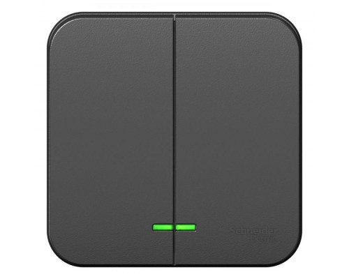 Выключатель 2-кл. ОП Blanca 10А IP20 (сх. 5) 250В с подсветкой антрацит SchE BLNVA105106