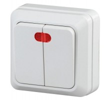 Выключатель 2-кл. ОП Quadro 10А IP20 2-105-01 250В с подсветкой бел. Intro Б0027643