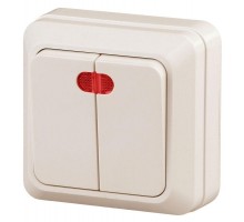 Выключатель 2-кл. ОП Quadro 10А IP20 2-105-02 250В с подсветкой сл. кость Intro Б0027644