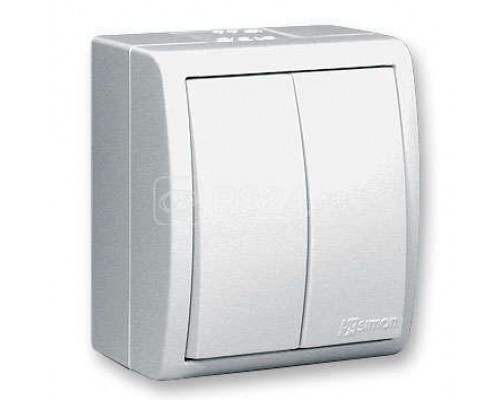 Выключатель 2-кл. ОП Simon 15 Aqua 10А IP54 с подсветкой винт. зажим бел. Simon 1594399-030