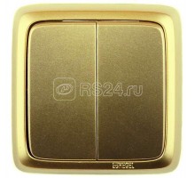 Выключатель 2-кл. ОП Альфа 10А IP20 250В с изолир. пластиной зол. HEGEL ВА10-153-07