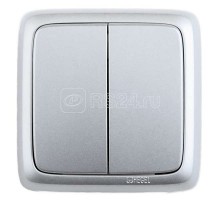 Выключатель 2-кл. ОП Альфа 16А IP20 250В с изолир. пластиной серебр. HEGEL ВА16-153-06
