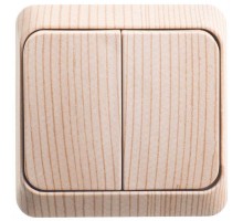 Выключатель 2-кл. ОП Этюд Дача 10А IP20 сосна SchE BA10-002D