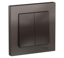 Выключатель 2-кл. СП AtlasDesign 10А IP20 (сх. 5) 10AX в сборе мокко SchE ATN000652
