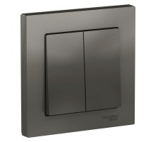 Выключатель 2-кл. СП AtlasDesign 10А IP20 (сх. 5) 10AX в сборе сталь SchE ATN000952