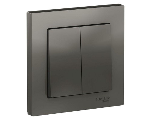 Выключатель 2-кл. СП AtlasDesign 10А IP20 (сх. 5) 10AX в сборе сталь SchE ATN000952