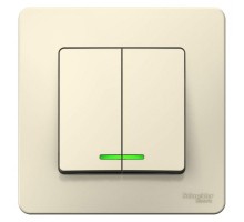 Выключатель 2-кл. СП Blanca 10А IP20 (сх. 5) 250В с подсветкой молочн. SchE BLNVS010512