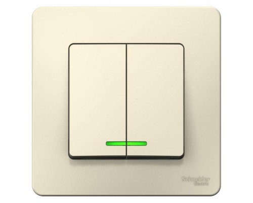 Выключатель 2-кл. СП Blanca 10А IP20 (сх. 5) 250В с подсветкой молочн. SchE BLNVS010512
