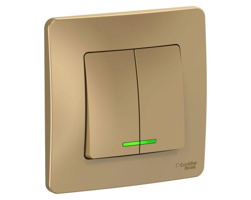 Выключатель 2-кл. СП Blanca 10А IP20 (сх. 5) 250В с подсветкой титан SchE BLNVS010514