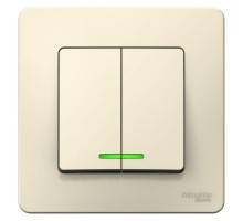 Выключатель 2-кл. СП Blanca 6А IP20 (сх. 5) 250В с подсветкой молочн. SchE BLNVS006512