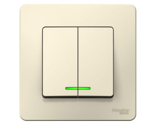 Выключатель 2-кл. СП Blanca 6А IP20 (сх. 5) 250В с подсветкой молочн. SchE BLNVS006512