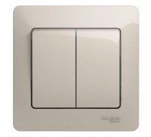 Выключатель 2-кл. СП Glossa 10А IP20 (сх. 5) 10AX в сборе молочн. SchE GSL000952
