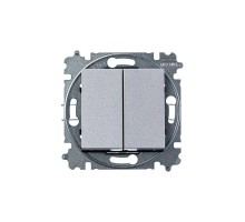Выключатель 2-кл. СП Levit IP20 серебр./дым. черн. ABB 2CHH590545A6070