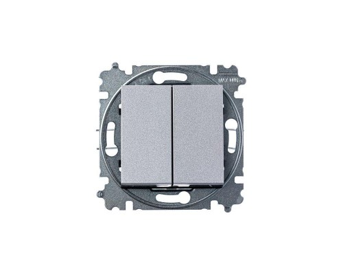 Выключатель 2-кл. СП Levit IP20 серебр./дым. черн. ABB 2CHH590545A6070