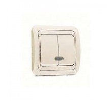 Выключатель 2-кл. СП Mimoza 10А IP20 с подсветкой крем./крем. Makel 25023