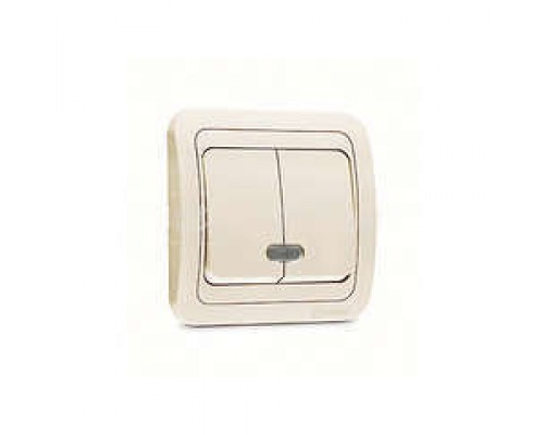 Выключатель 2-кл. СП Mimoza 10А IP20 с подсветкой крем./крем. Makel 25023