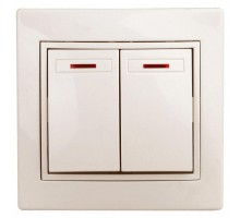 Выключатель 2-кл. СП Plano 10А IP20 1-105-02 250В с подсветкой сл. кость Intro Б0027604