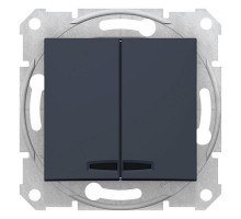 Выключатель 2-кл. СП Sedna 10А IP20 (сх. 5) 250В с подсветкой графит SchE SDN0300370