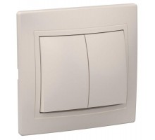 Выключатель 2-кл. СП КВАРТА 10А IP20 ВС10-2-0-ККм крем. ИЭК EVK20-K33-10-DM