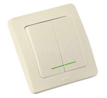 Выключатель 2-кл. СП Мастер 16А IP20 250В с индикацией сл. кость HEGEL ВС16-352-01