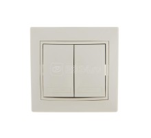Выключатель 2-кл. СП Мира 10А IP20 со вставкой крем. LEZARD 701-0303-101