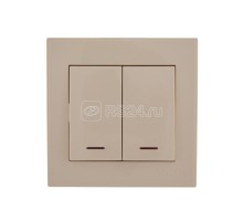 Выключатель 2-кл. СП Рейн IP20 с подсветкой крем. LEZARD 703-0303-112