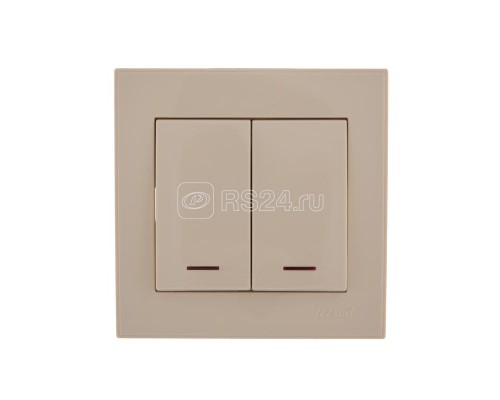Выключатель 2-кл. СП Рейн IP20 с подсветкой крем. LEZARD 703-0303-112