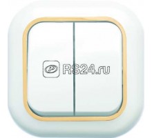 Выключатель 2-кл. СП Валентина 6А IP20 С56-034 бел./зол. Кунцево 7648