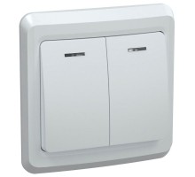 Выключатель 2-кл. СП Вега 10А IP20 ВС10-2-1-ВБ с индикацией бел. ИЭК EVV21-K01-10-DM