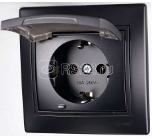 Выключатель 3-кл. 1п СП Мира 10А IP20 со вставкой черн. бархат LEZARD 701-4242-109