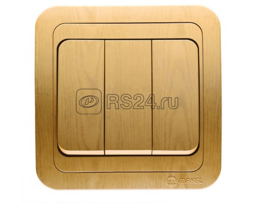 Выключатель 3-кл. СП Mimoza 10А IP20 дуб/дуб Makel 24291