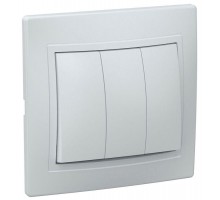 Выключатель 3-кл. СП Кварта 10А IP20 ВС10-3-0-КБ бел. ИЭК EVK30-K01-10-DM