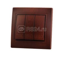 Выключатель 3-кл. СП Мира 10А вишня LEZARD 701-0601-109